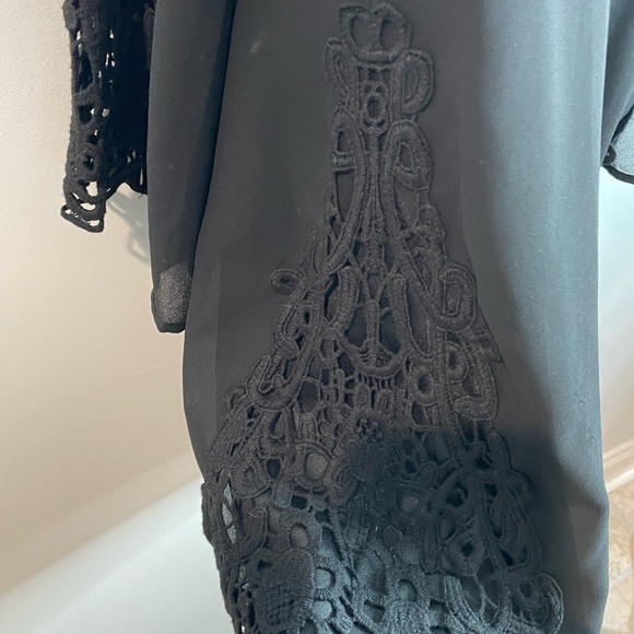 Ya Los Angeles Womens Cocktail Dress Long Sleeve Chiffon Black V-Neck Size “L” - Picture 7 of 16